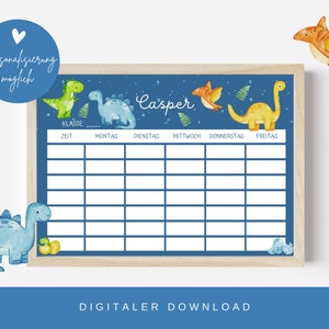 Timetable Dinosaurs | Timetable PDF | Personalized Digital Download Lesson Plan | DIN A4 | Training timetable to print out