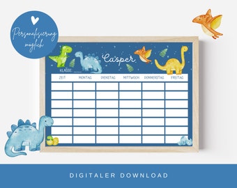 Timetable Dinosaurs | Timetable PDF | Personalized Digital Download Lesson Plan | DIN A4 | Training timetable to print out