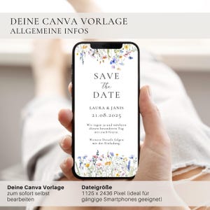 Digital Save the Date Card with Wildflowers | Save the Date Template Canva | Canva Floral Save the Date Wedding Card Template | Digital Flowers image 6