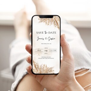 Digitale Hochzeitseinladung Save the Date Hochzeitseinladung personalisiert Save the date Whatsapp Boho Bild 3