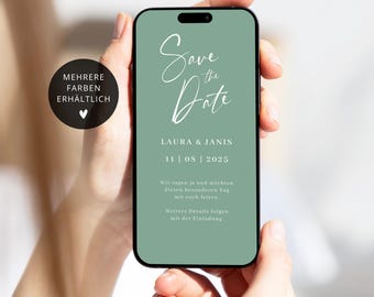 E-Card Save the Date digital Hochzeit minimalistisch | Save the Date Hochzeit digital Whatsapp | Save the Date Karte Hochzeit digital modern