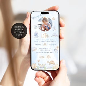 Invito digitale compleanno bambini mondo sottomarino e-card foto marittima personalizzabile | E-Card WhatsApp | Invito Ragazzo Ragazza | balena