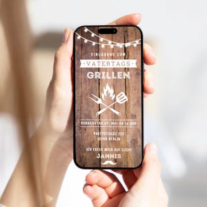 Digitale Einladung Grillparty Vatertag personalisierbar | E-Card Grillen WhatsApp | Einladung Grillen Herrentag | E-Card Grillen Männerabend