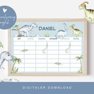 Dinosaur timetable | Timetable PDF | Digital download timetable personalized | DIN A4 | School enrollment timetable to print out
