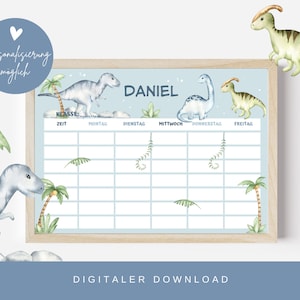 Dinosaur timetable | Timetable PDF | Digital download timetable personalized | DIN A4 | School enrollment timetable to print out