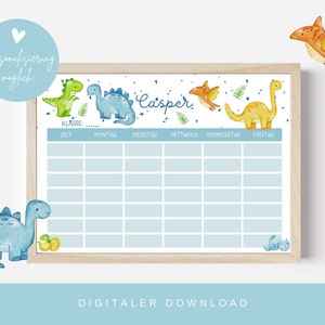 Timetable Dinosaurs | Timetable PDF | Personalized Digital Download Lesson Plan | DIN A4 | Training timetable to print out