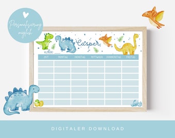 Timetable Dinosaurs | Timetable PDF | Personalized Digital Download Lesson Plan | DIN A4 | Training timetable to print out
