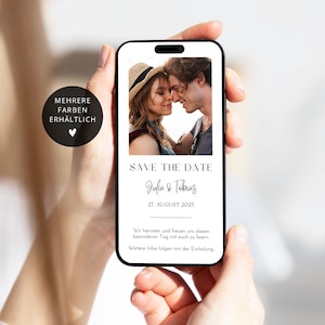 Digitale huwelijksuitnodiging met foto | E-Card Bewaar de Datum boho | gepersonaliseerde huwelijksuitnodiging | Save the date Whatsapp meerdere kleuren