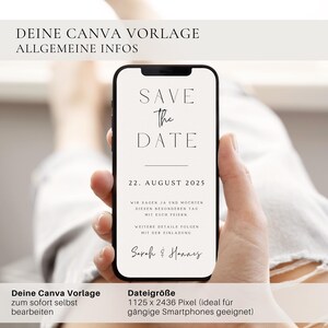 Digital Save the Date card, simple paper texture | Save the Date template Canva | Canva template for a digital wedding Save the Date card image 6