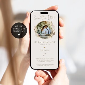 Digitale huwelijksuitnodiging | Bewaar de datum | Huwelijksuitnodiging gepersonaliseerd | Bewaar de datum Whatsapp | Boho kranspampa's