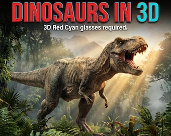 Dinosaurier i 3D Anaglyf Talande e-bok | Digital nedladdning för barn för Apple och Android