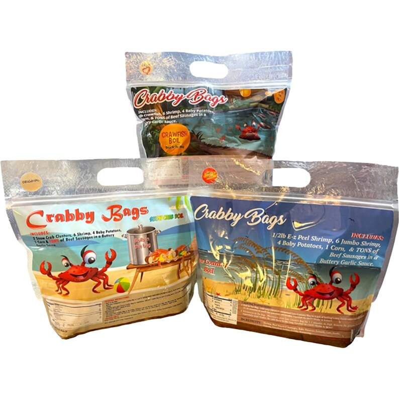 Crabby Bags Original Snow Crab Mix & Match Seafood Boil 3 Pk. Etsy