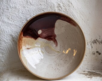 Handmade drip glaze ceramic serving bowl