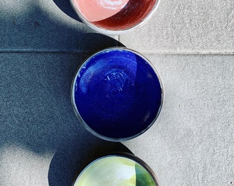 Set of 3 handmade bowls in RGB
