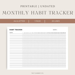 Monthly Habit Tracker, Routine Tracker, Printable Tracker, Goal Tracker, Daily Routine, Fitness Workout Tracker, Habit Tracker PDF, Tracker