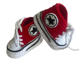Handmade baby booties like the Converse all-star, Gender Neutral Baby Crib Shoes, Newborn Allstar Sneakers, Christmas Gift, Baby Shower Gift