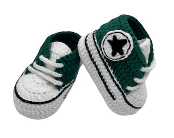 Handmade baby booties like the Converse all-star, Gender Neutral Baby Crib Shoes, Newborn Allstar Sneakers, Christmas Gift, Baby Shower Gift
