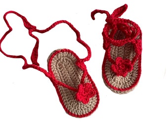 Handmade Crochet Flip Flops for Newborn Baby Girl, Baby Sandals, Baby Shower Gift