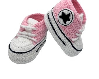 Handmade baby booties like the Converse all-star, Gender Neutral Baby Crib Shoes, Newborn Allstar Sneakers, Christmas Gift, Baby Shower Gift