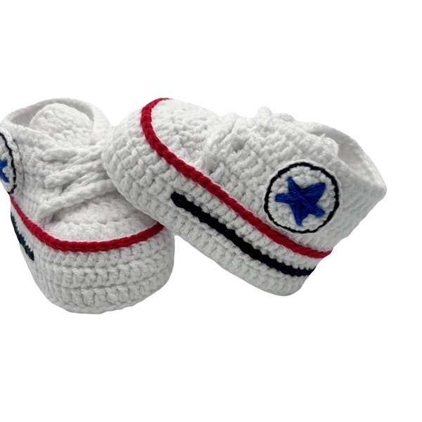 Handmade Converse All Star Style Crochet Baby Booties,Unique Unisex Newborn Baby Shower Gift