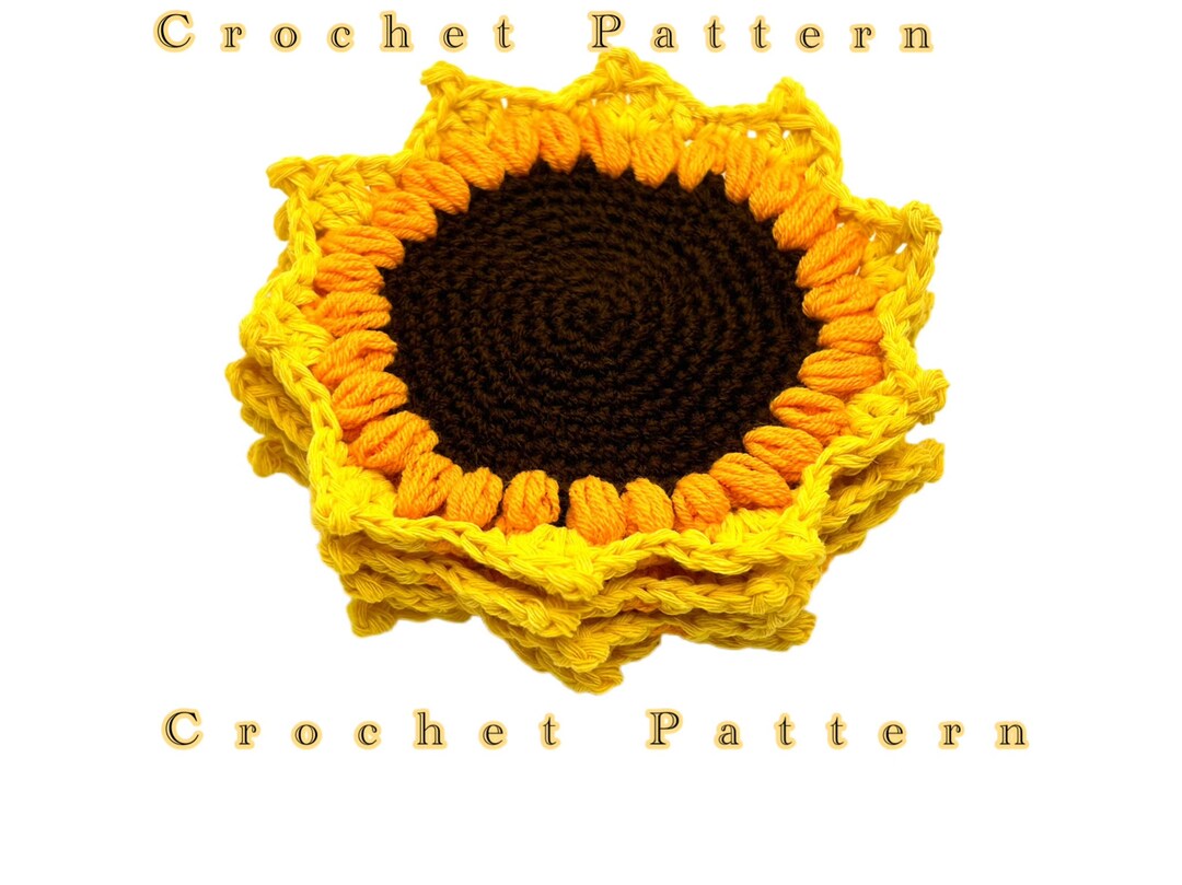 Sunflower Cup Coaster Crochet PDF Pattern - Etsy