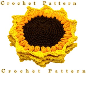 CROCHET PDF PATTERN Sunflower Cup Coaster Crochet Pattern, Handmade Family Christmas Gift