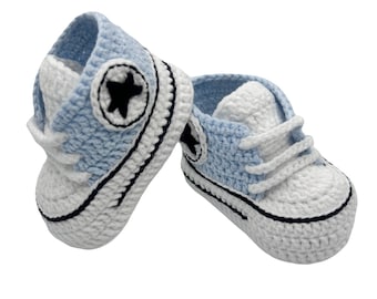 Handmade baby booties like the Converse all-star, Gender Neutral Baby Crib Shoes, Newborn Allstar Sneakers, Christmas Gift, Baby Shower Gift