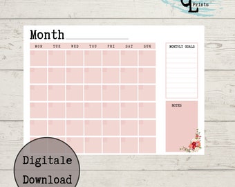 Monthly Updated Planner | Monthly Planner | Printable Monthly Schedule | Digital Download | PDF format | A4 format