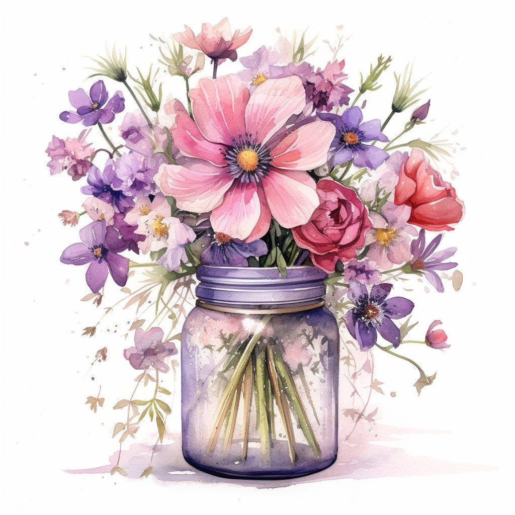 Vase of Flowers Clipart 200 High Quality Images Digital Etsy