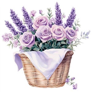 12 clipartafbeeldingen met hoge resolutie lavendelbloem | Digitale download | 12 JPG's | Bloemenillustraties | Botanische illustraties | DIY-knutsels