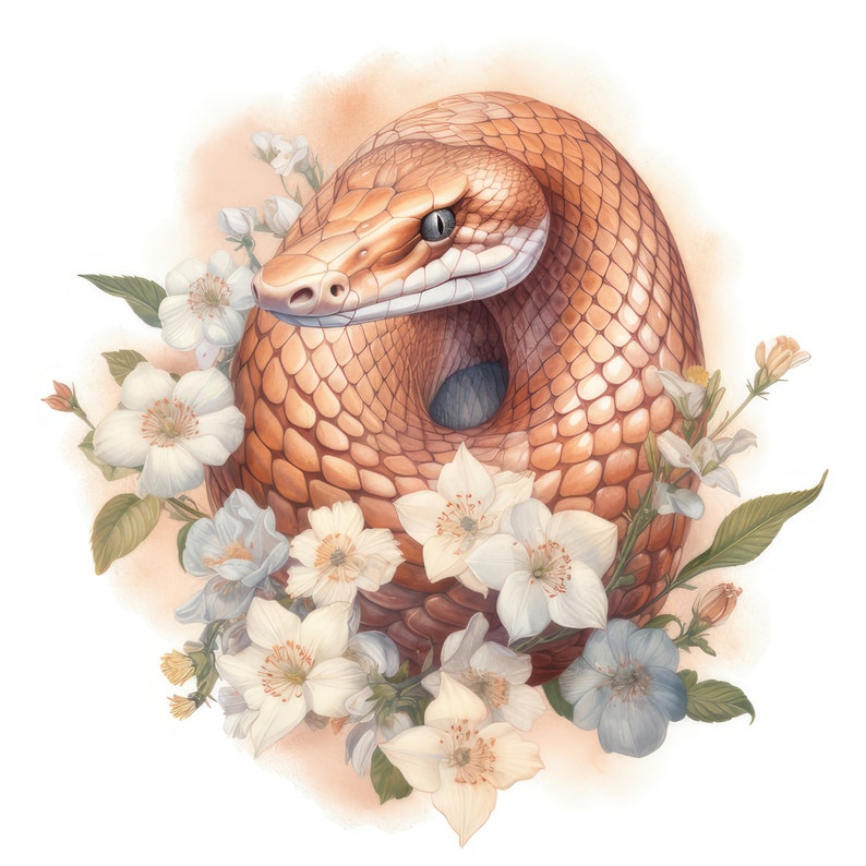 Copperhead Snake With Flowers Clipart 11 High Quality Images Etsy