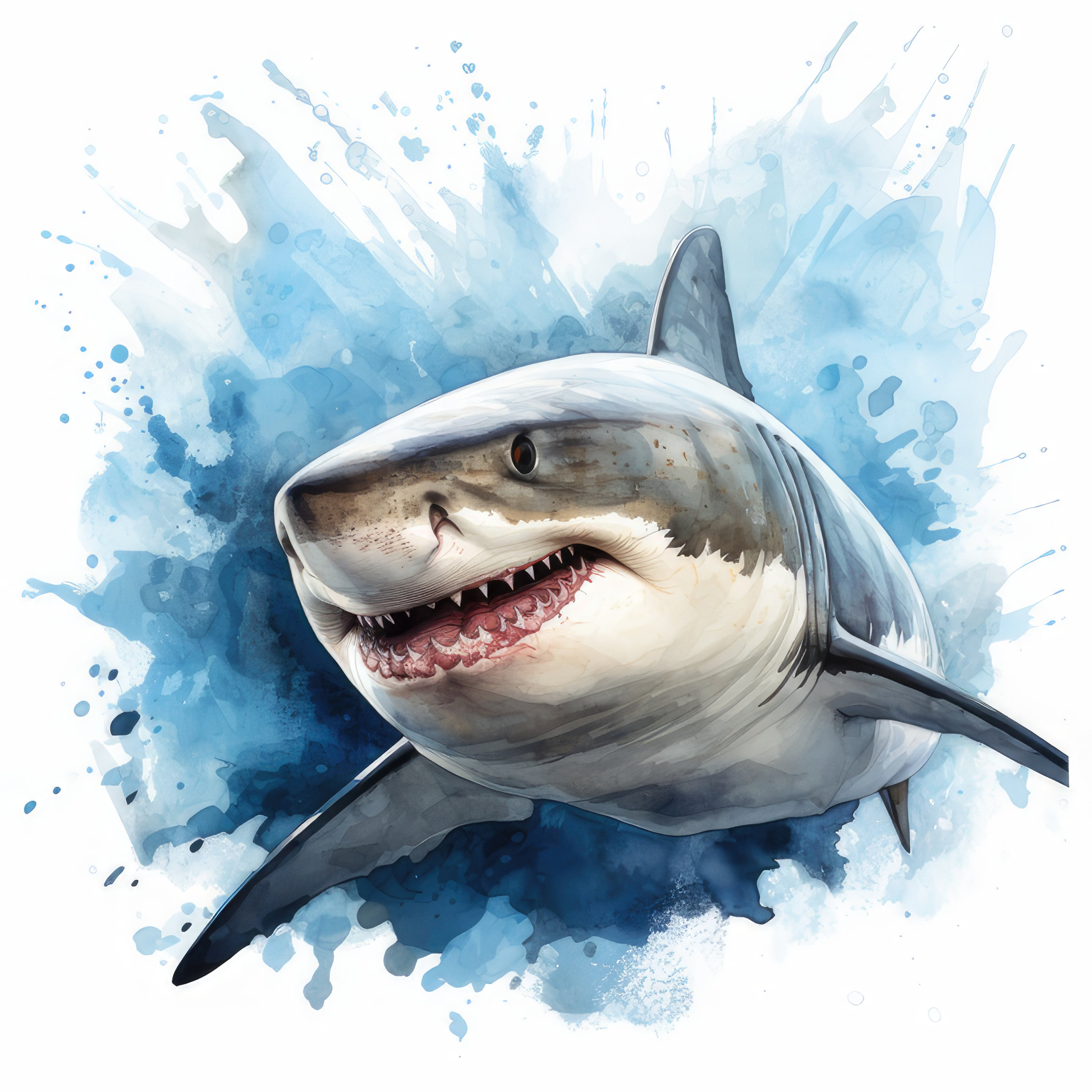 Great White Shark Clipart, High-resolution Ocean Jpgs (digital Download