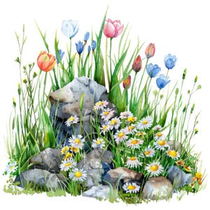 Clipart de flores silvestres en acuarela: 15 archivos JPG de alta calidad, arte floral botánico, scrapbooking, descarga digital inspirada en la naturaleza