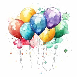 13 cliparts de ballons de fête, clipart ballons colorés, clipart aquarelle imprimable, 13 fichiers JPG de haute qualité, téléchargement numérique, créations en papier