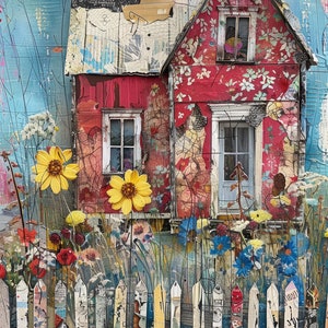 Paquete de imágenes prediseñadas de Whimsical Homes: 22 imágenes JPG de alta resolución para sublimación, diarios basura, manualidades en papel, fondos y decoración del hogar