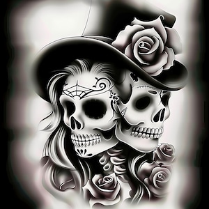 Attraktive Frau Schädel Chicano Art Clipart, 15 hochwertige JPGs, mexikanischer Tag der Toten, Chola Chicana Kartenherstellung, Clip Art