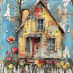 32 Whimsical Homes Printable Art Images, Digital Download Clipart ...