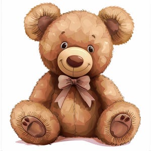 5 ursinhos de pelúcia fofos aquarela clipart PNG download digital, ursinho de pelúcia chá de bebê aniversário berçário fundo transparente urso fofo PNG