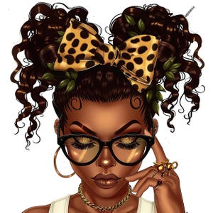 5 PNG de mujer negra afro, descarga de diseño de sublimación de moño desordenado PNG, moño desordenado PNG, moño desordenado PNG, descarga PNG transparente