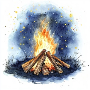 Bundle de cliparts pour feu de camp – 16 adorables images JPG de camping, graphismes de camping en plein air pour scrapbooking, invitations à des fêtes, travaux manuels, art mural