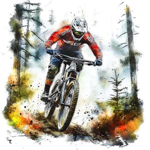 13 Fahrrad Reiten Clipart, Mountainbike springen, Dirt Bike, druckbare Aquarell Clipart, hochwertige JPGs, digitaler Download, Mountainbike Clipart