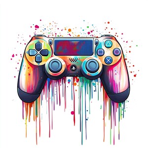 Videospiel Controller Clipart Bilder - 14 hochwertige JPGs - Digital Download - Kartenherstellung, Mixed Media, digitales Papiermodell, digitale Kunst