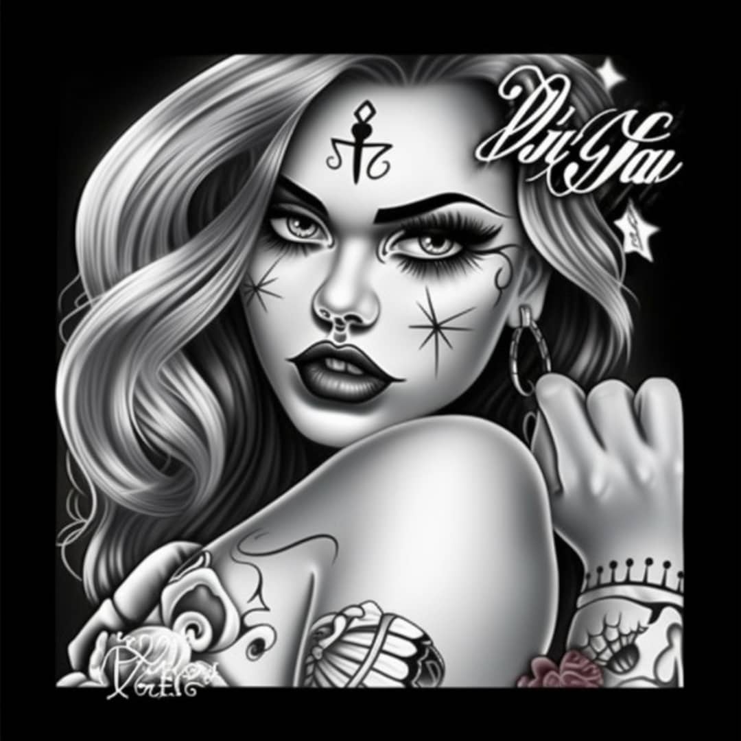 Pretty Woman PNG Image Chicano Tattoo Art High Resolution Etsy UK