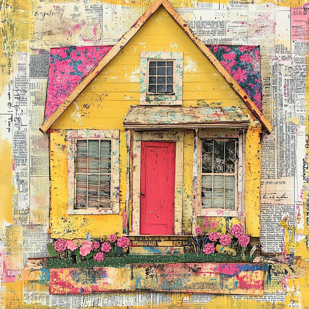 Whimsical Homes Printable Art Images, Digital Download Clipart, Quirky ...