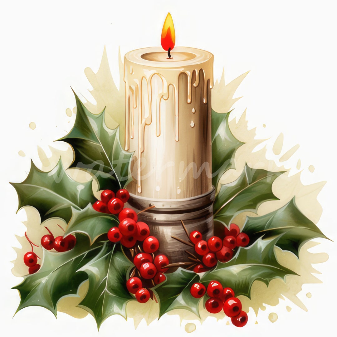 Bougie de Noël Clipart 13 JPG de haute qualité Joyeux Noël Etsy France