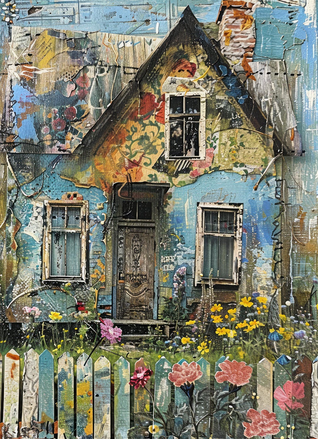 15 Whimsical Houses Mixed Media Art Images Printable Jpgs for Sublimation, Crafts & Home Decor ...