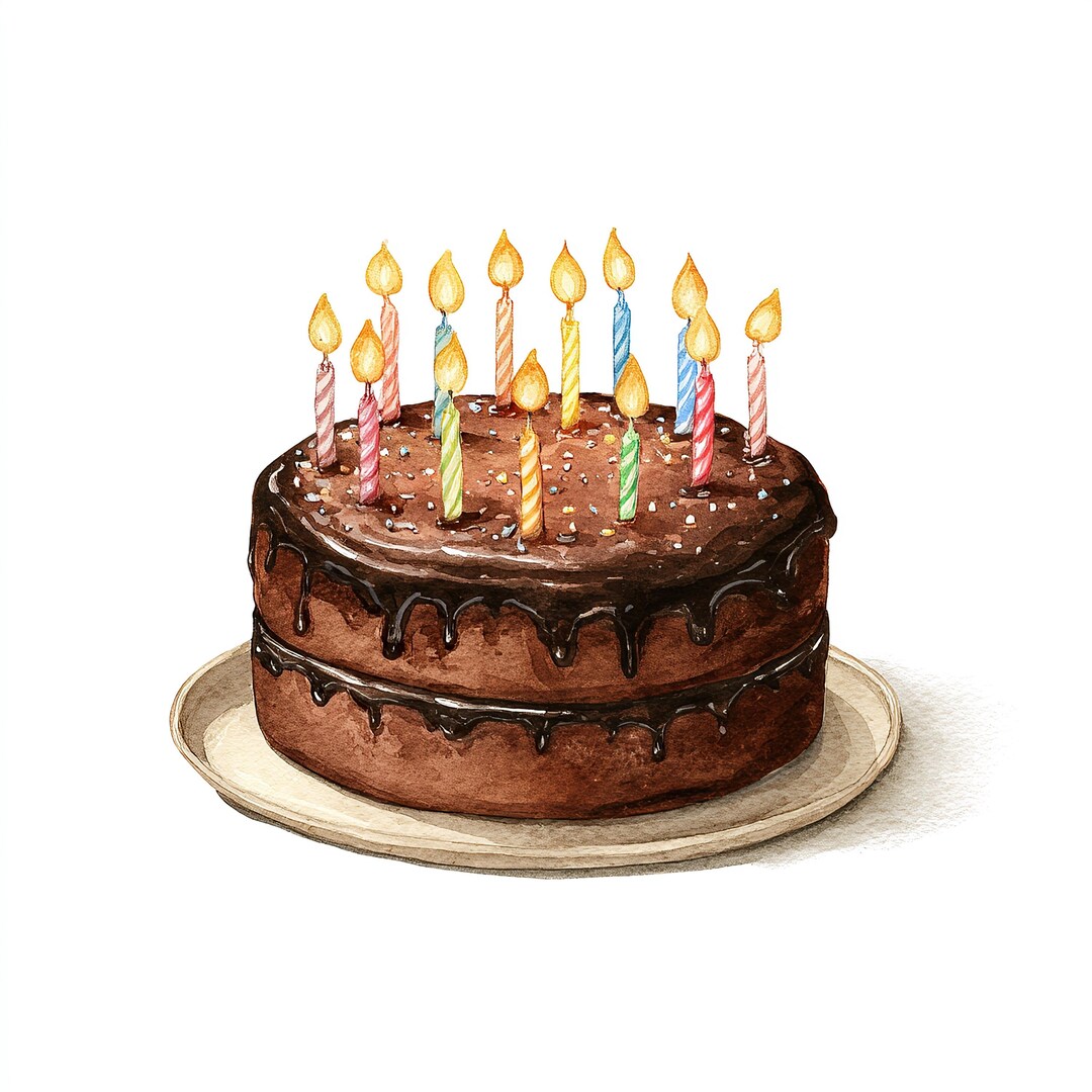 Watercolor Birthday Cake Clipart Set | Celebration Art (digital ...