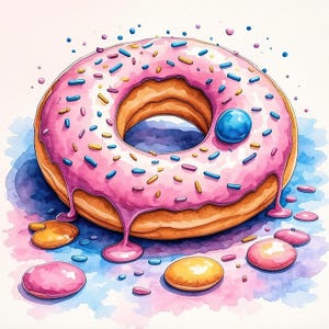 12 Watercolor Donuts Clipart | High-Resolution JPG Images | Donut Watercolor Digital Download