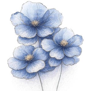 Blue Watercolor Flowers Clipart Bundle | 12 High-Resolution Floral JPG Images for Sublimation, Stickers, and Printables | 300 DPI