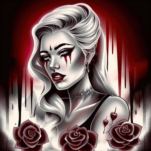 Gorgeous Woman Chicano Tattoo Art - 10 High Quality JPGs - Digital Planner, Junk Journaling, Day of the Dead Art, Commercial Use Digital